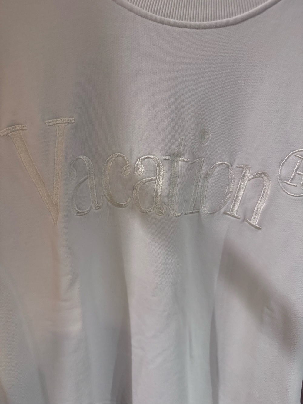 Vacation sunscreen Embroidered Crewneck Sweatshirt large white - Picture 3 of 6
